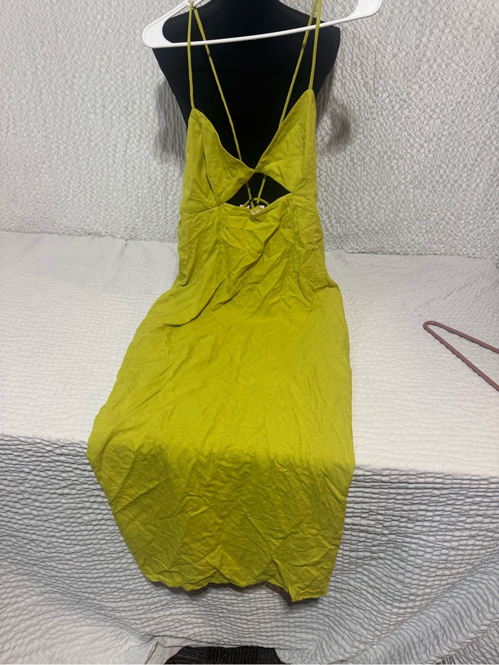 Lime Green Backless Spaghetti-Strap Midi Dress